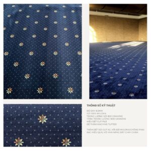 Thảm hoa văn FC Series cuộn màu xanh navy