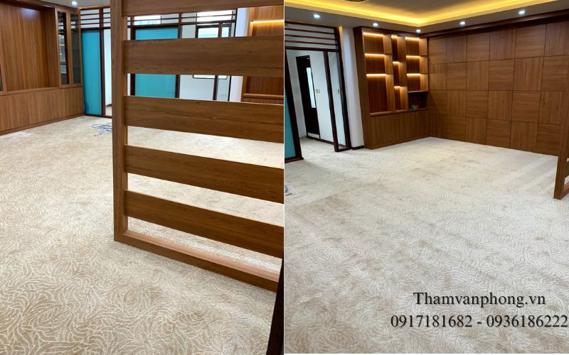 Thảm cuộn trơn giúp không gian mở rộng hơn, có hiệu ứng chiều sâu